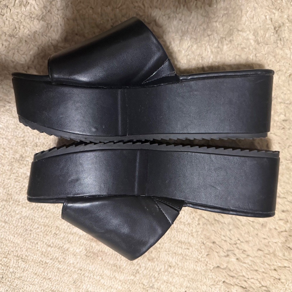 Joe Fresh Black Chunky Platform Slide Sandals Women Size 6 Minimalist 90s Style - Picture 3 of 5